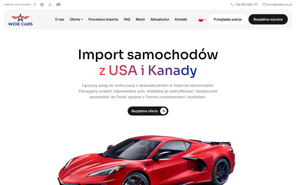 Сайт компании Wide Cars